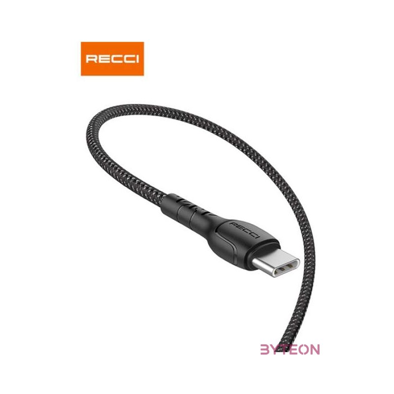 Recci RTC-N16CB USB-A apa - USB Type-C apa Adat és töltő kábel - Fekete (1m)
