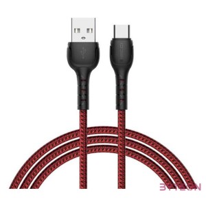 Recci RTC-N16CR USB-A apa - USB Type-C apa Adat és töltő kábel - Piros (1m)