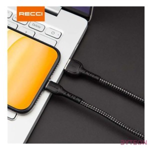 Recci RTC-N16CB USB-A apa - USB Type-C apa Adat és töltő kábel - Fekete (1m)