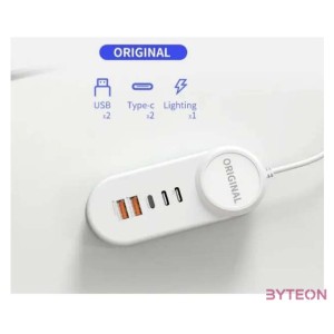 Blackbird BH1425 2 x USB-A , 2 x USB-C , Lightning Hálózati töltő - Fehér (25W)