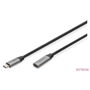 Digitus DB-300230-010-S USB-C apa - USB-C anya 3.0 Hosszabbító kábel - Fekete (1m)