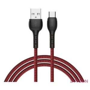 Recci RTC-N16CR USB-A apa - USB Type-C apa Adat és töltő kábel - Piros (1m)