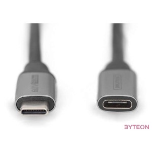 Digitus DB-300230-010-S USB-C apa - USB-C anya 3.0 Hosszabbító kábel - Fekete (1m)