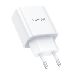 Vipfan E04 fali töltő, USB-C, 20W, QC 3.0 + Lightning kábel (fehér)