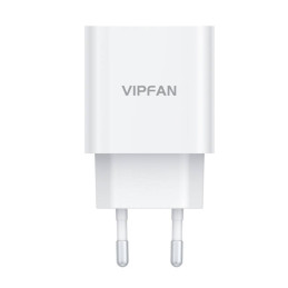 Vipfan E04 fali töltő, USB-C, 20W, QC 3.0 + USB-C kábel (fehér)