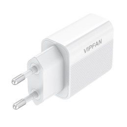 Vipfan E01 hálózati töltő, 1x USB, 2,4A + Micro USB kábel (fehér)