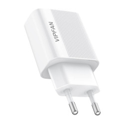 Vipfan E01 hálózati töltő, 1x USB, 2,4A + Lightning kábel (fehér)