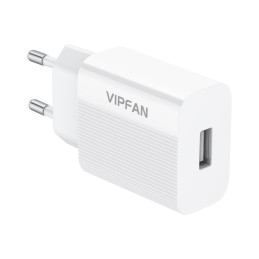 Vipfan E01 hálózati töltő, 1x USB, 2,4A + Lightning kábel (fehér)