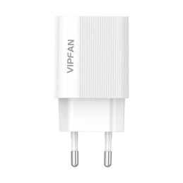 Vipfan E01 hálózati töltő, 1x USB, 2,4A + USB-C kábel (fehér)