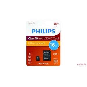 Philips microSDHC 16GB (Class10) SD adapterrel