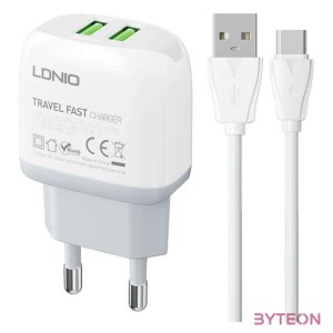 Wall charger  LDNIO A2219 2USB  USB-C cable