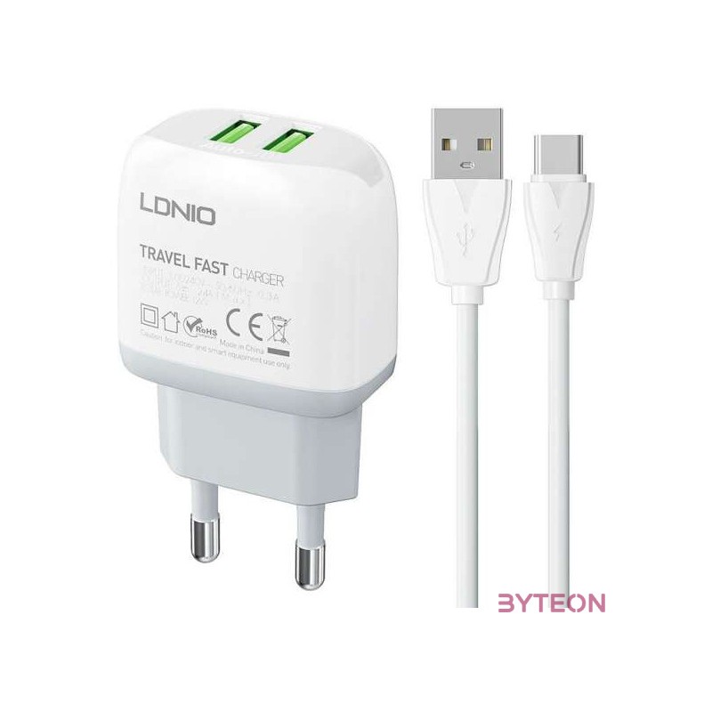 Wall charger  LDNIO A2219 2USB  USB-C cable
