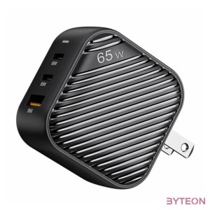 INVZI GanHub 2x USB-C  USB wall charger, 65W, EU,UK,AU,US (black)