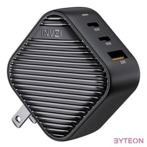 INVZI GanHub 2x USB-C  USB wall charger, 65W, EU,UK,AU,US (black)