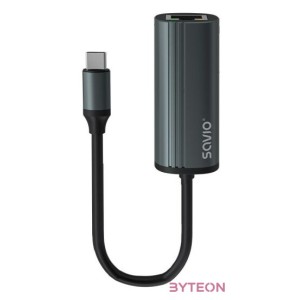 Savio AK-56 USB-C apa - RJ45 anya Adapter