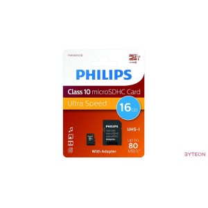 Philips microSDHC 16GB (Class10) SD adapterrel
