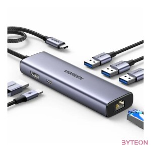UGREEN 6in1 USB-C Multifunction Adapter 3x USB A 3.0, HDMI, RJ45, PD Converter