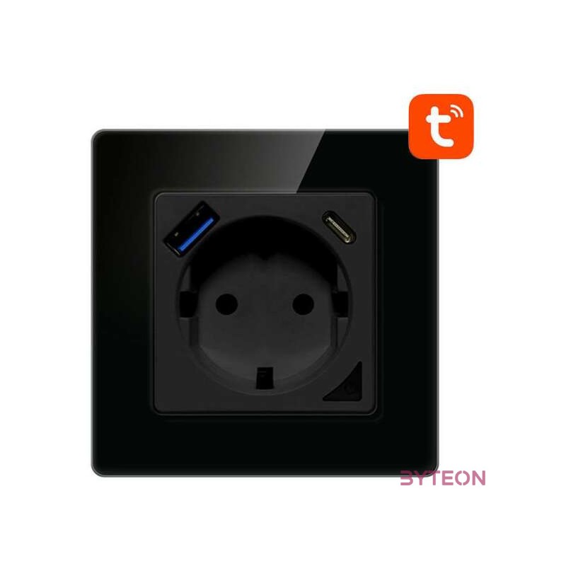 Smart WiFi Wall Socket Avatto N-WOT10-USB-B TUYA USB USB-C (black)