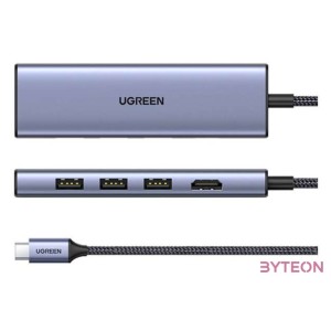 Adapter HUB UGREEN CM511 USB-C to HDMI, 3x USB-A 3.0, SD,TF