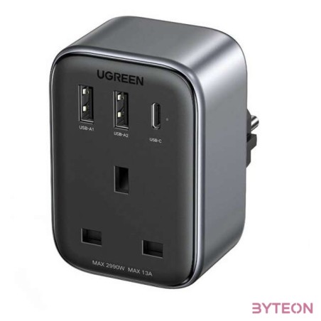 Travel adapter UK to EU plug UGREEN CD314 2xUSB-A, 1xUSB-C