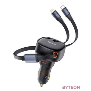 Car Charger Baseus Enjoyment USB-C with USB-C cable and Lightning  60W (black)