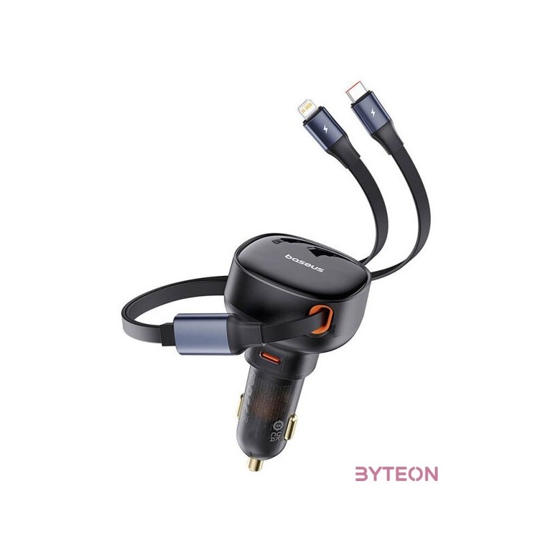 Car Charger Baseus Enjoyment USB-C with USB-C cable and Lightning  60W (black)