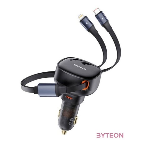 Car Charger Baseus Enjoyment USB-C with USB-C cable and Lightning  60W (black)