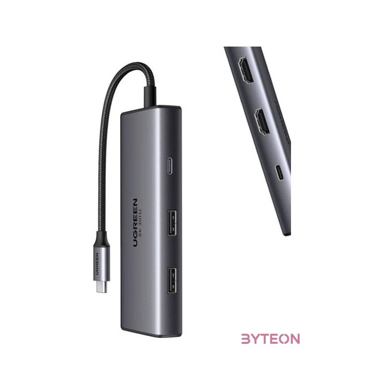 6in1 Adapter UGREEN CM498 USB-C to 2x USB-A 3.0, USB-C 3.0, 2xHDMI, PD