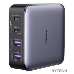 UGREEN CD327 Nexode Töltő, 2x USB-C, 2x USB-A, GaN, 65 W (Szürke)