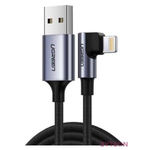 UGREEN US299 szögletes USB villámkábel, MFi, 1 m (fekete)