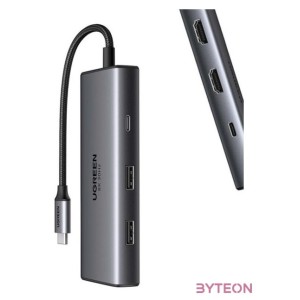 6in1 Adapter UGREEN CM498 USB-C to 2x USB-A 3.0, USB-C 3.0, 2xHDMI, PD