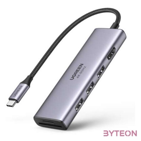 UGREEN CM511 5 az 1-ben adapter USB-C hub 3 porthoz USB3.0  HDMI  TF , SD (szürke)