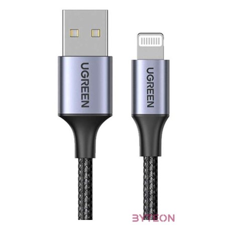 UGREEN 2.4A US199 Lightning USB U kábel, 1m (fekete)