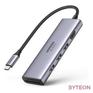 UGREEN CM511 5 az 1-ben adapter USB-C hub 3 porthoz USB3.0  HDMI  TF , SD (szürke)