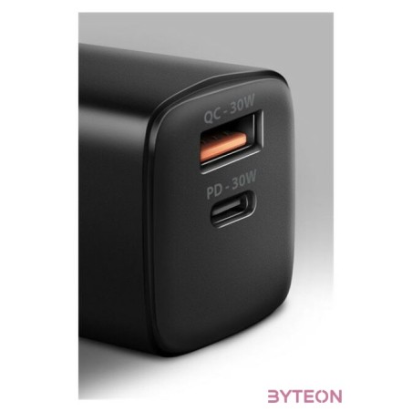 Hálózati töltő 1xUSB  1xUSB-C aljzattal 30W Axagon ACU-PQ30