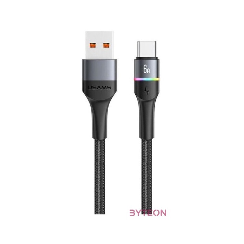 USB töltőkábel A-C 1,2m Usams fekete SJ536USB01
