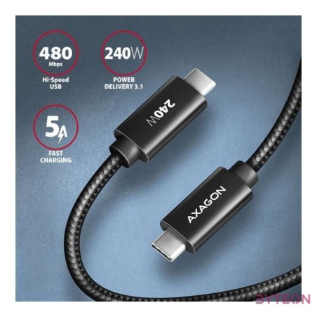 USB töltőkábel A-C 1m Axagon PD 240W 5A BUCM2-CM10AB
