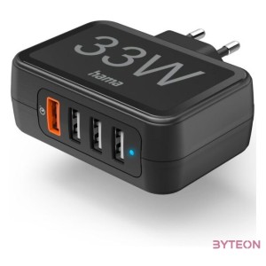 Hama 201629 FIC E3 USB 4X (1XQC3.0, 3XUSB-A) 33W hálózati töltő