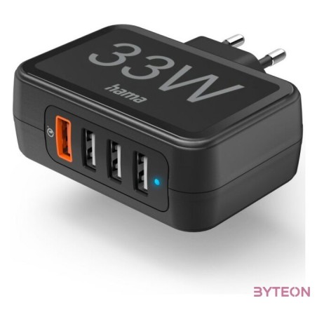 Hama 201629 FIC E3 USB 4X (1XQC3.0, 3XUSB-A) 33W hálózati töltő