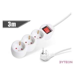 Delight 20222 3-as elosztósor 3m vezetékkel, kapcsolóval