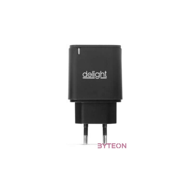 Delight 55047BK Type-C,USB 3.0 PD20W fekete gyorstöltő adapter