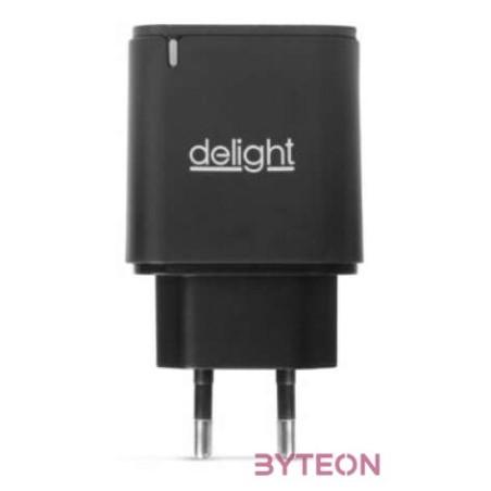 Delight 55047BK Type-C,USB 3.0 PD20W fekete gyorstöltő adapter
