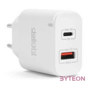 Delight 55047WH Type-C,USB 3.0 PD20W fehér gyorstöltő adapter