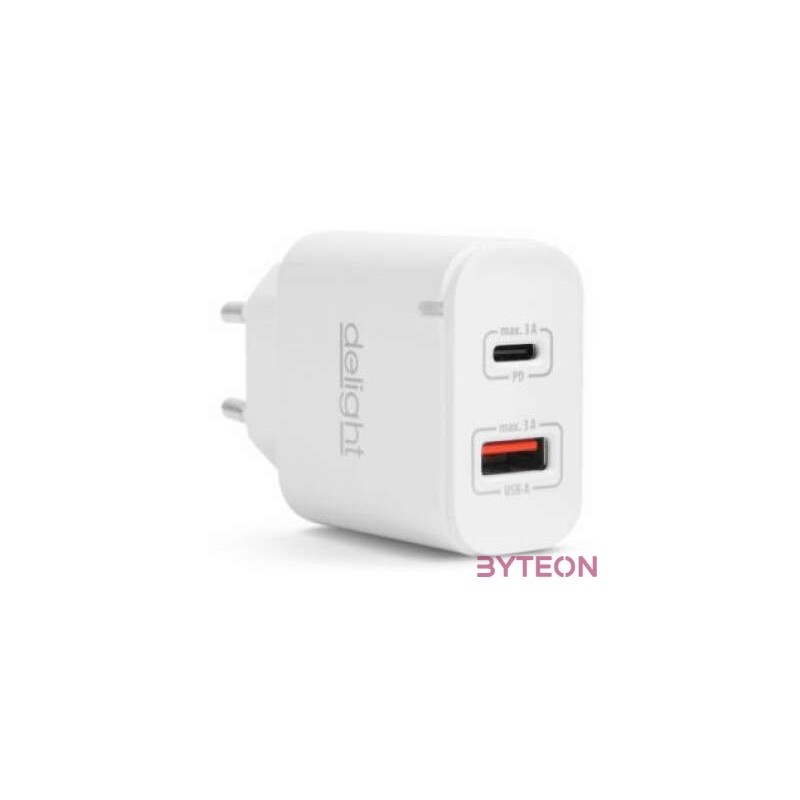 Delight 55047WH Type-C,USB 3.0 PD20W fehér gyorstöltő adapter