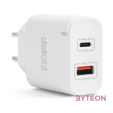 Delight 55047WH Type-C,USB 3.0 PD20W fehér gyorstöltő adapter