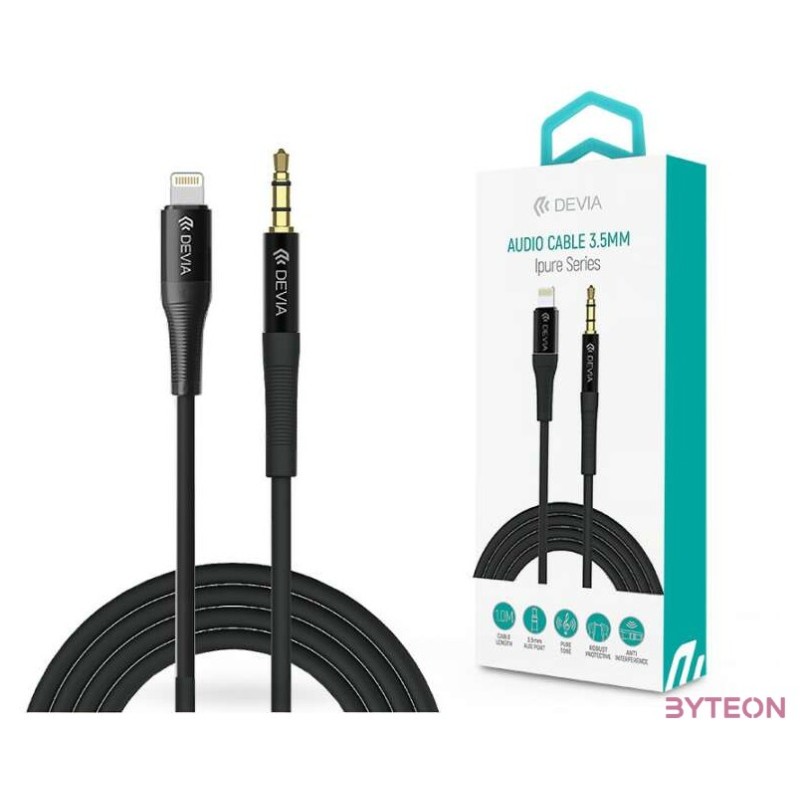 Devia ST365676 1m 3,5mm jack - Lightning fekete audio kábel