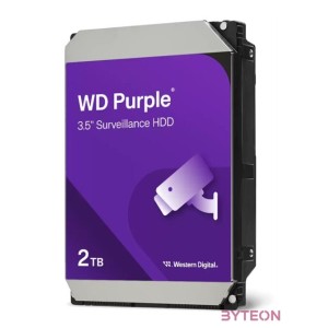 Western Digital 3,5 2000GB belső SATAIII 5400RPM 256MB PURPLE WD23PURZ winchester 3 év