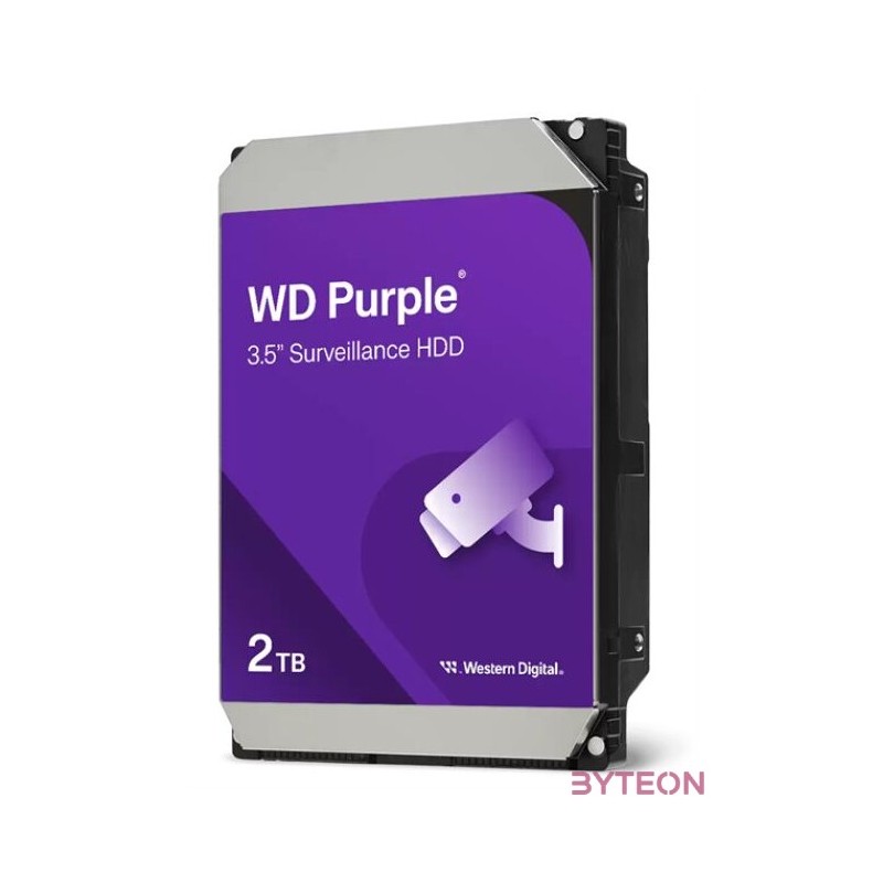 Western Digital 3,5 2000GB belső SATAIII 5400RPM 256MB PURPLE WD23PURZ winchester 3 év