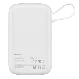 Powerbank Baseus Qpow Pro USB-C kábellel, USB-C, USB, 10000mAh, 22.5W (fehér)