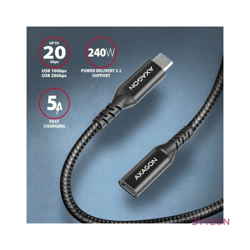 Axagon BUCM32-CF15AB 1,5m USB C fekete hosszabbító kábel